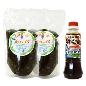 食べ方色々♪  塩漬け 天然石垣島もずく　 たっぷり450g×2パック（もずくのタレ1本付) TS-11