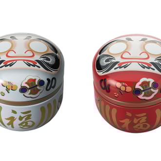 深蒸し茶８０ｇ入願掛けだるま２缶箱入