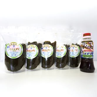 食べ方色々♪  塩漬け 天然石垣島もずく　たっぷり450g×5パック（もずくのタレ1本付) TS-2
