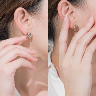 K18/Pt900 コンビデザインピアス