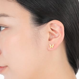 K18 ダイヤ 蝶々 ピアス トータル0.2ＣＴ