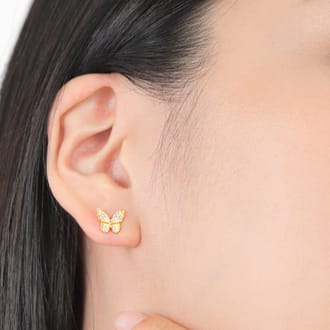 K18 ダイヤ 蝶々 ピアス トータル0.2ＣＴ