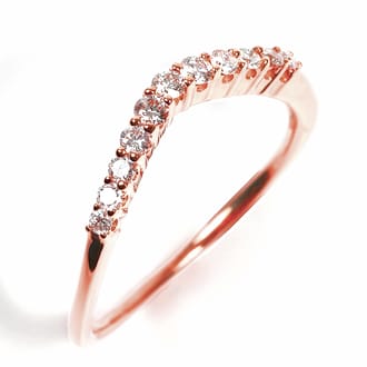 K18PG ダイヤ　0.20ＣＴ ウェーブリング