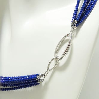 SV925「天然ラピスラズリ」10連デザインネックレス