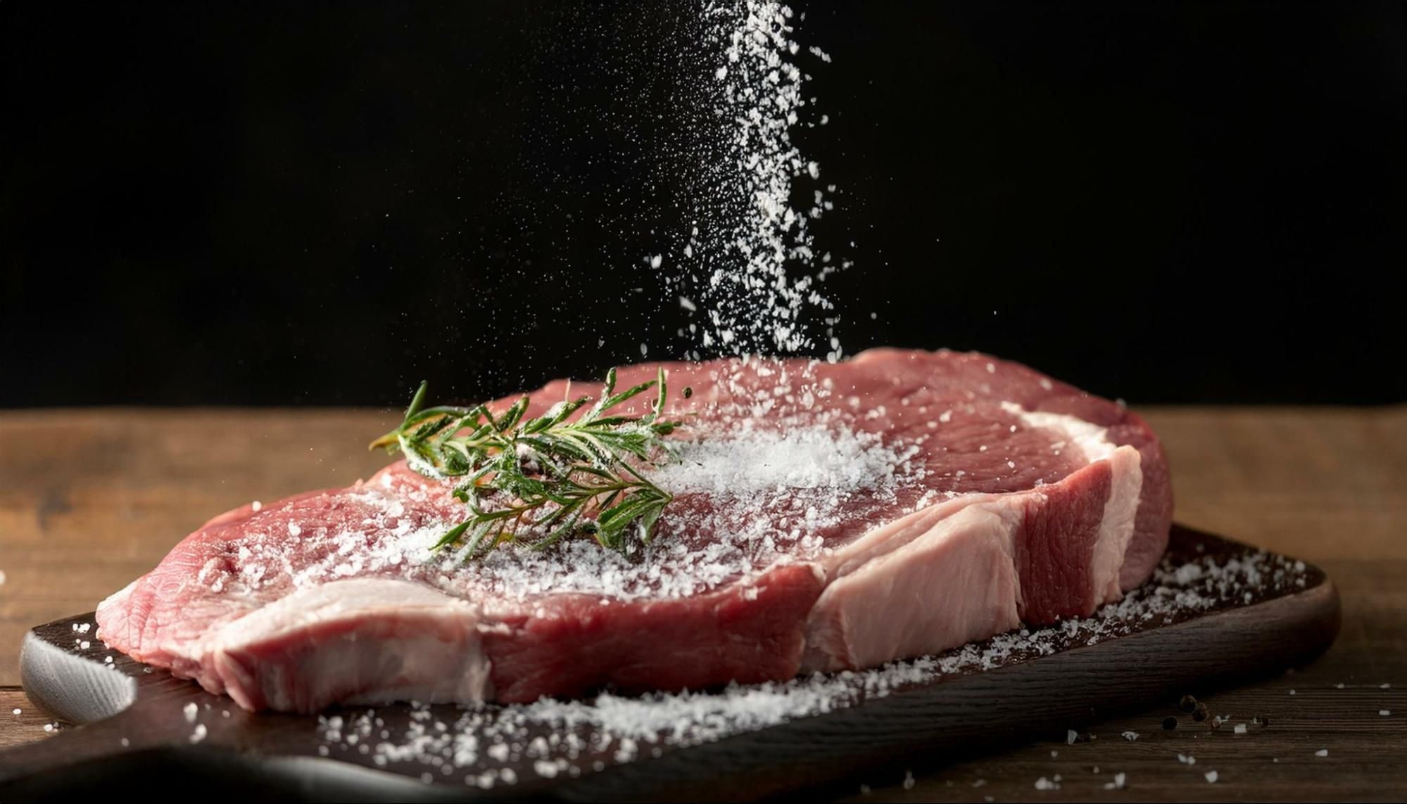 塩を振っている牛肉