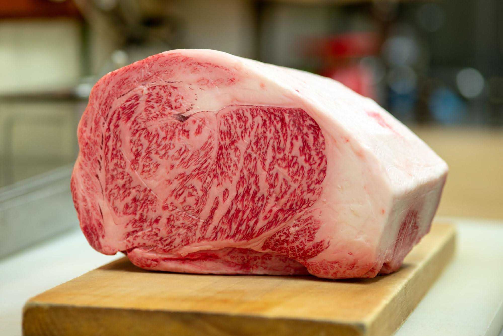 A5の和牛肉の断面